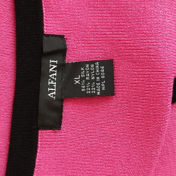 EUC Alfani Silk Blend Pink Black Trim Accent Bow Knit Sweater Blazer XL - Picture 11 of 11